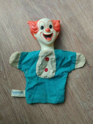Vintage Knickerbocker Bozo The Clown Hand Puppet Retro Toy Made In Japan