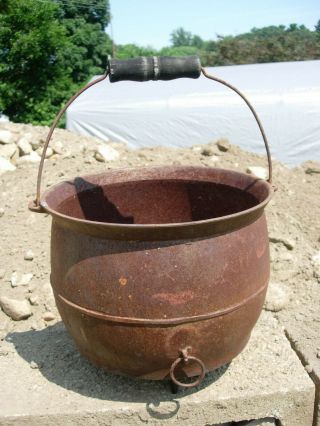 Vintage Antique 8 Wagner Footed Cast Iron Cooking Pot Cauldron With Handle