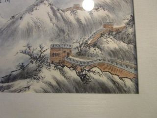 Vintage Chinese ink and color painted silk painting framed matted walls DEBLOT 3
