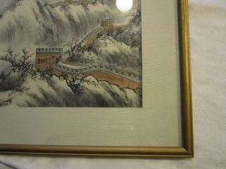 Vintage Chinese ink and color painted silk painting framed matted walls DEBLOT 5