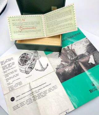 A Vintage Rolex Submariner Watch Box,  Booklet And Pamphlet Circa 1960s