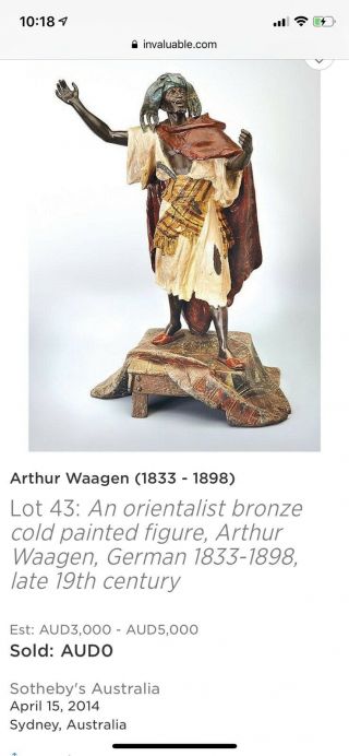 Very Detailed Oriental Cold Painted Spelter.  Arthur Waagen German 1833 - 1898 2
