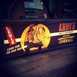 Vintage Style Levis Denim Sign Display Advert Illuminated Shop Sign