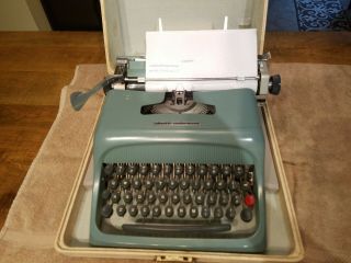 Vintage Blue Olivetti Underwood Studio 44 Typewriter With Case