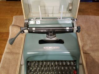 Vintage Blue Olivetti Underwood Studio 44 typewriter with case 3