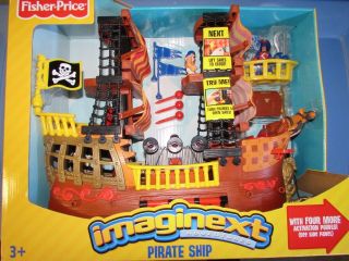 Vintage Fisher Price Imaginext Adventure Pirate Ship Red/orange Version Nib