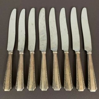 Antique Sterling Silver Knives Set Of 8 Amston American Colonial With Mono