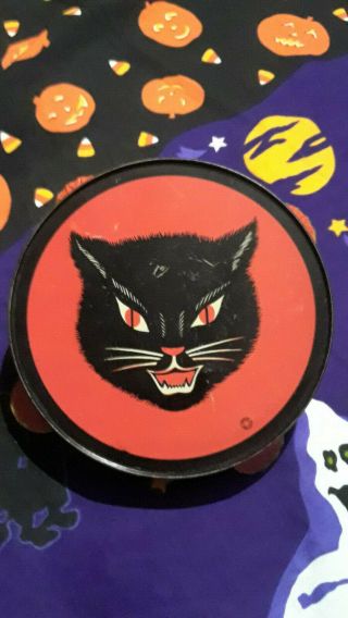 Vintage T.  Cohn Black Cat Tambourine Halloween Dime Store Item