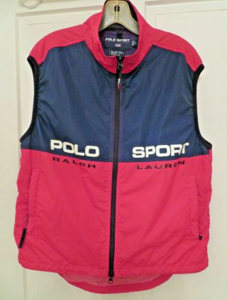Vtg 90s Ralph Lauren Polo Sport Spell Out Nylon Windbreaker Vest Jacket Mens L