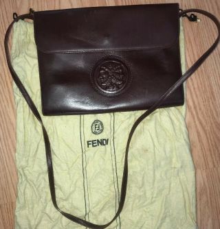 Fendi Vintage Purse Bag Janus Flap Envelope Medallion Motif Leather Authentic Ff