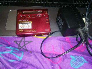 Vintage Sony Md Minidisc Walkman Recorder Mz - R900 " Red "