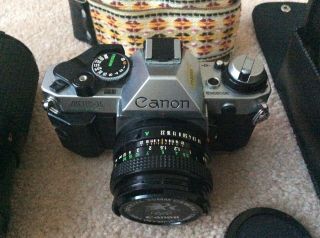 VINTAGE CANON AE1 35mm CAMERA with Flash,  Extra Lens And Strap 3
