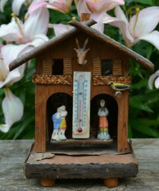 Vntg Swiss Weather Prophet Hygrometer Hansel & Gretel Witches House - Keydel Co