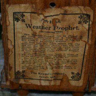 VNTG SWISS WEATHER PROPHET HYGROMETER HANSEL & GRETEL WITCHES HOUSE - KEYDEL CO 6