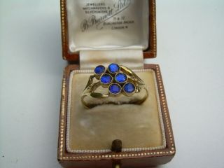 Antique Art Deco 18ct Gold & Blue Stone (sapphire?) Ring Size X.