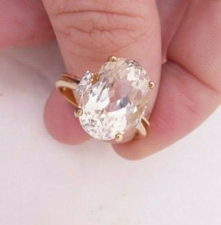 9ct Gold Diamond & Large Gem Stone Ring,  9k 375