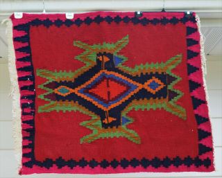 Antique Vintage Native American Indian Rug Saddle Blanket Navajo Wool Geometric