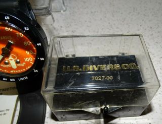 VTG Aqua - Lung 7027 - 00 Aquarius Depth Gauge Orange Face Silicone U.  S.  Divers Co. 5