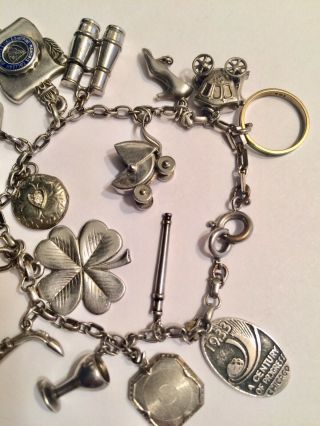 VINTAGE STERLING SILVER & 10k 14k GOLD CHARM BRACELET 4