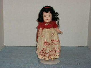 Vintage 1930s Composition 12 " Shirley Temple Snow White Doll W/ Dress