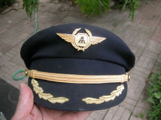 Vintage Mexicana Airlines Pilot Cap And Badge,  Captains Cap
