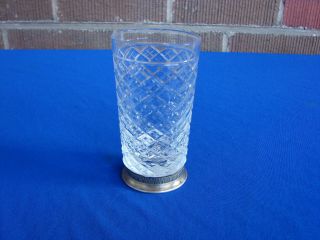 Vintage Russian Soviet 875 Silver Rim Crystal Glass
