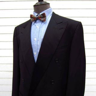 Vtg Alfred Dunhill Double Breasted Tuxedo Jacket 44 - L Surgeon Cuffs Peak Lapels