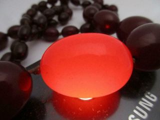 66.  G 42.  5 Dwt Antique Art Deco Cherry Red Bead Necklace Beads For Restring K113