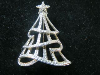 Vintage Swarovski Swan Signed All Crystal Christmas Tree Pin