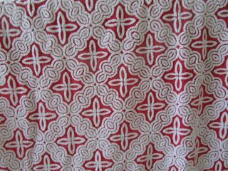 Vintage HOFMANN Chenille Bedspread RED WHITE FULL Size - Good Shape 4