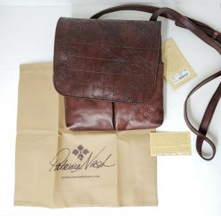 Patricia Nash Granada Vintage Leather Laser Map Rust Crossbody Bag $129.  00 P6