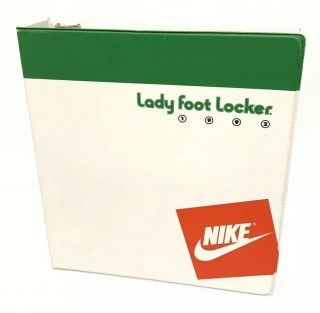 Lady Foot Locker Nike Logo Employee Binder 1992 Orange Swoosh School 3 - Ring Vtg