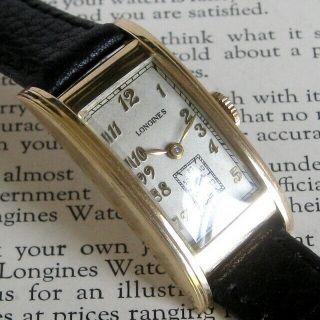 Vintage 1938 Longines 14k Solid Gold Art Deco President Madison Swiss Watch