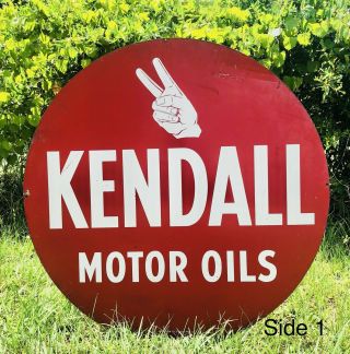 Vintage Kendall Motor Oil Sign Metal Double Sided 36” Garage 60’s 70’s