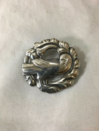Fine Vintage Georg Jensen Sterling Silver Dove Bird Brooch Pin