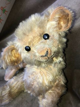 Antique Straw Stuffed Teddy Bear 15 "