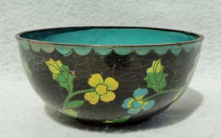 Small Antique/vtg 4.  5 " Chinese Cloisonne Enamel Flower Bowl 5549