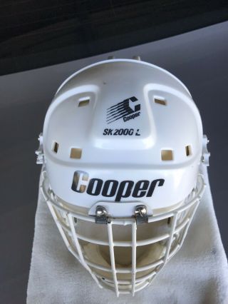 Vintage COOPER SK 2000 L WhiteHockey Helmet with Face Mask Made in Canada Sk2000 5