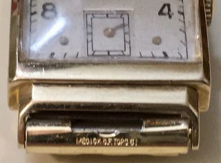 Vintage Lord Elgin 14k Solid Gold Watch 21j Shroud Lugs C1947 Looks Sharp Runs 11