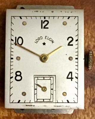 Vintage Lord Elgin 14k Solid Gold Watch 21j Shroud Lugs C1947 Looks Sharp Runs 3