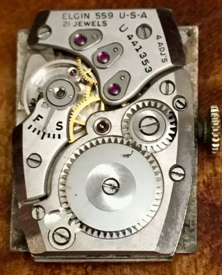 Vintage Lord Elgin 14k Solid Gold Watch 21j Shroud Lugs C1947 Looks Sharp Runs 5