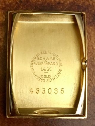 Vintage Lord Elgin 14k Solid Gold Watch 21j Shroud Lugs C1947 Looks Sharp Runs 6
