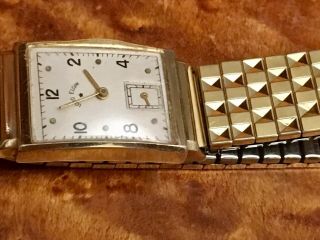 Vintage Lord Elgin 14k Solid Gold Watch 21j Shroud Lugs C1947 Looks Sharp Runs 8