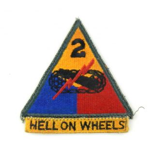 Wwii Us Army 2nd Armored Tank Unit Hell On Wheels Patch Military T70b6