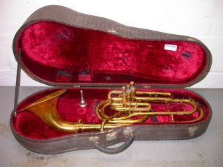 Vintage King Trombonium W/ Case And Mouthpiece 1970s Marching Trombone Euphonium
