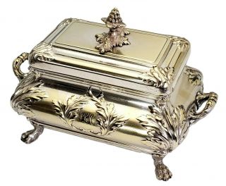 Antique 19th C Norblin & Co Warsaw Poland/ Russian Judaica Silverplate Etrog Box