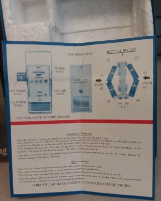 Vintage 1960s Pepsi - Cola Vending Machine Transistor Radio w/Box & Instructions 11