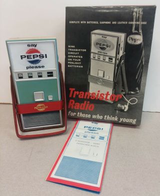 Vintage 1960s Pepsi - Cola Vending Machine Transistor Radio W/box & Instructions