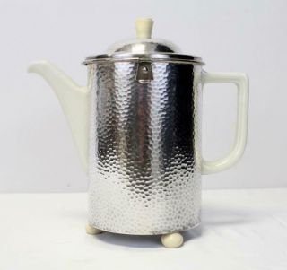 Vtg Hutschenreuther Selb Wmf Teapot Coffee Silverplate Cover Art Deco Bavaria