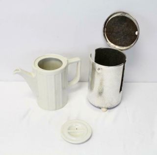 VTG Hutschenreuther Selb WMF Teapot Coffee Silverplate Cover Art Deco Bavaria 2